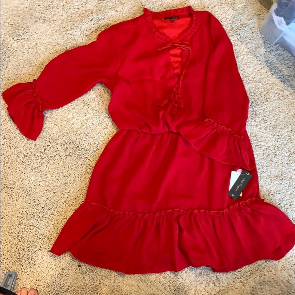 Red midi length dress NWT